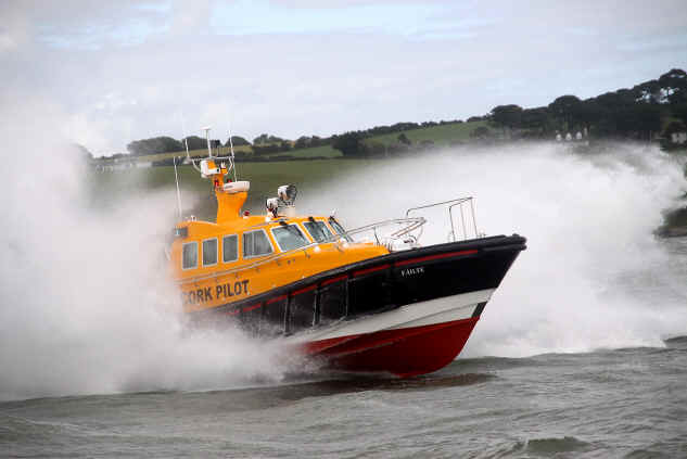 Cork Pilot Boat 'Failte' Approaches Brittany Ferries 'Pont-Aven