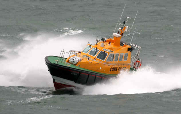 Cork Pilot Boat 'Failte' Approaches Brittany Ferries 'Pont-Aven